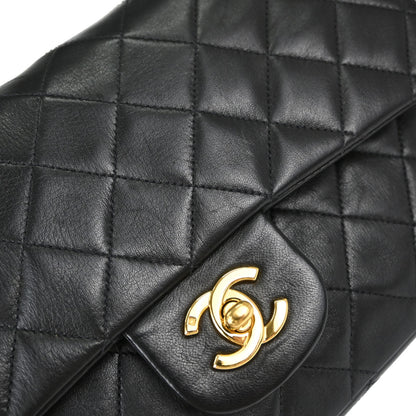 Chanel Black Lambskin Medium Classic Double Flap Shoulder Bag