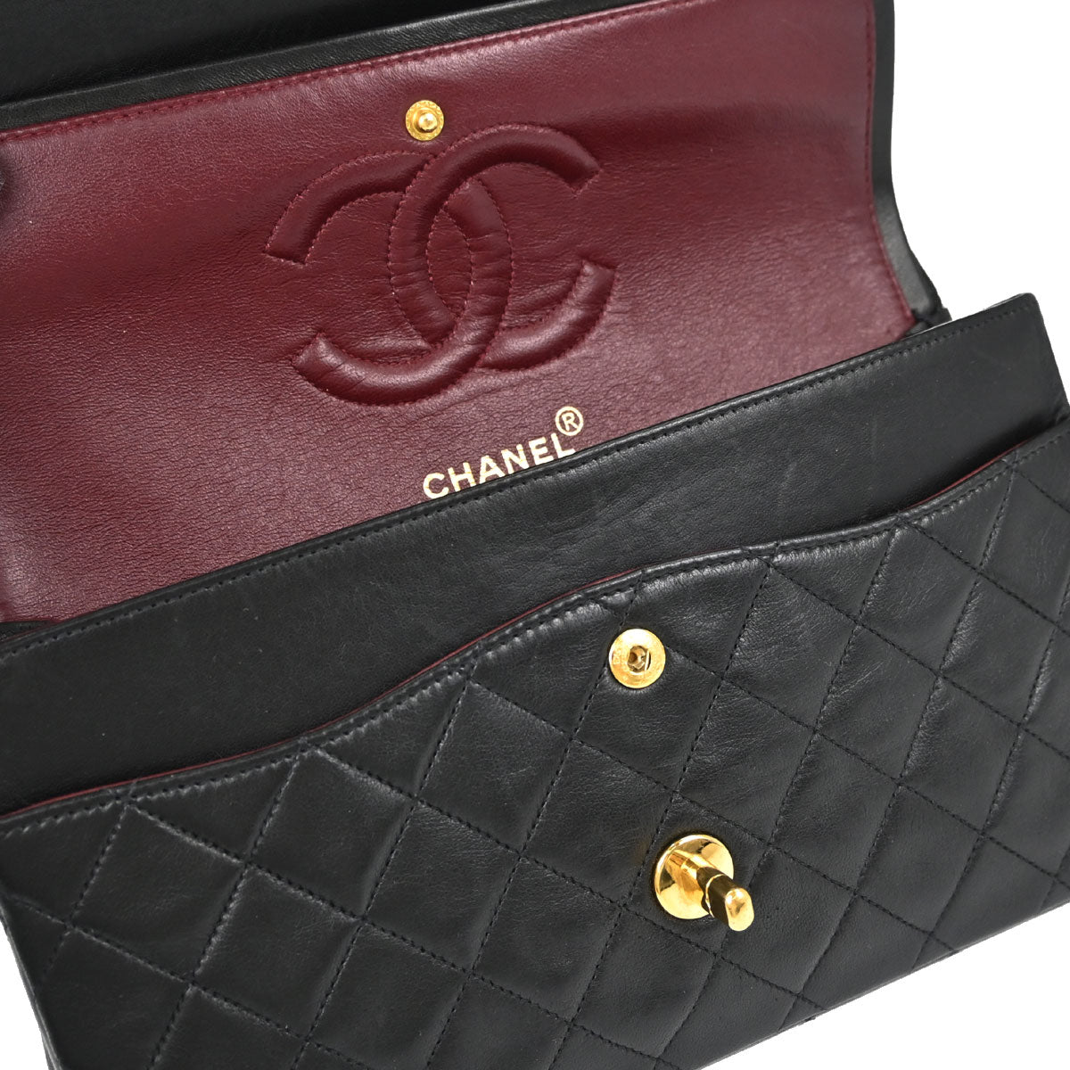 Chanel Black Lambskin Medium Classic Double Flap Shoulder Bag