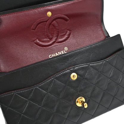 Chanel Black Lambskin Medium Classic Double Flap Shoulder Bag