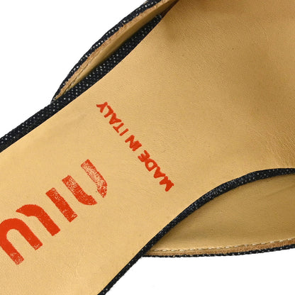 Miu Miu * Indigo Pink Denim Patent Leather Mules Shoes #35 1/2
