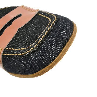 Miu Miu * Indigo Pink Denim Patent Leather Mules Shoes #35 1/2