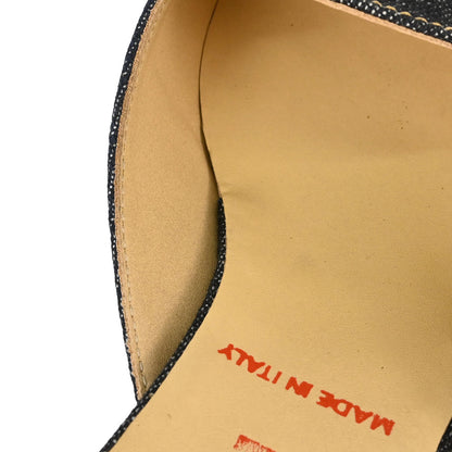 Miu Miu * Indigo Pink Denim Patent Leather Mules Shoes #35 1/2