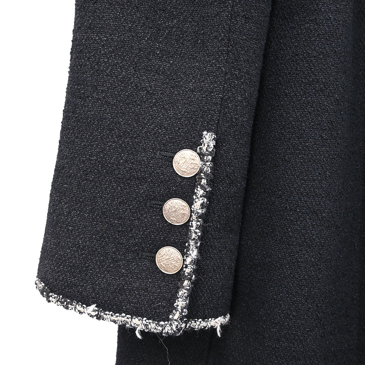 Chanel 2005 Emblem Double Breasted Long Jacket Black #48