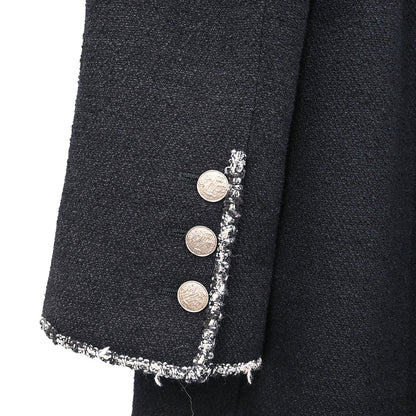 Chanel 2005 Emblem Double Breasted Long Jacket Black #48