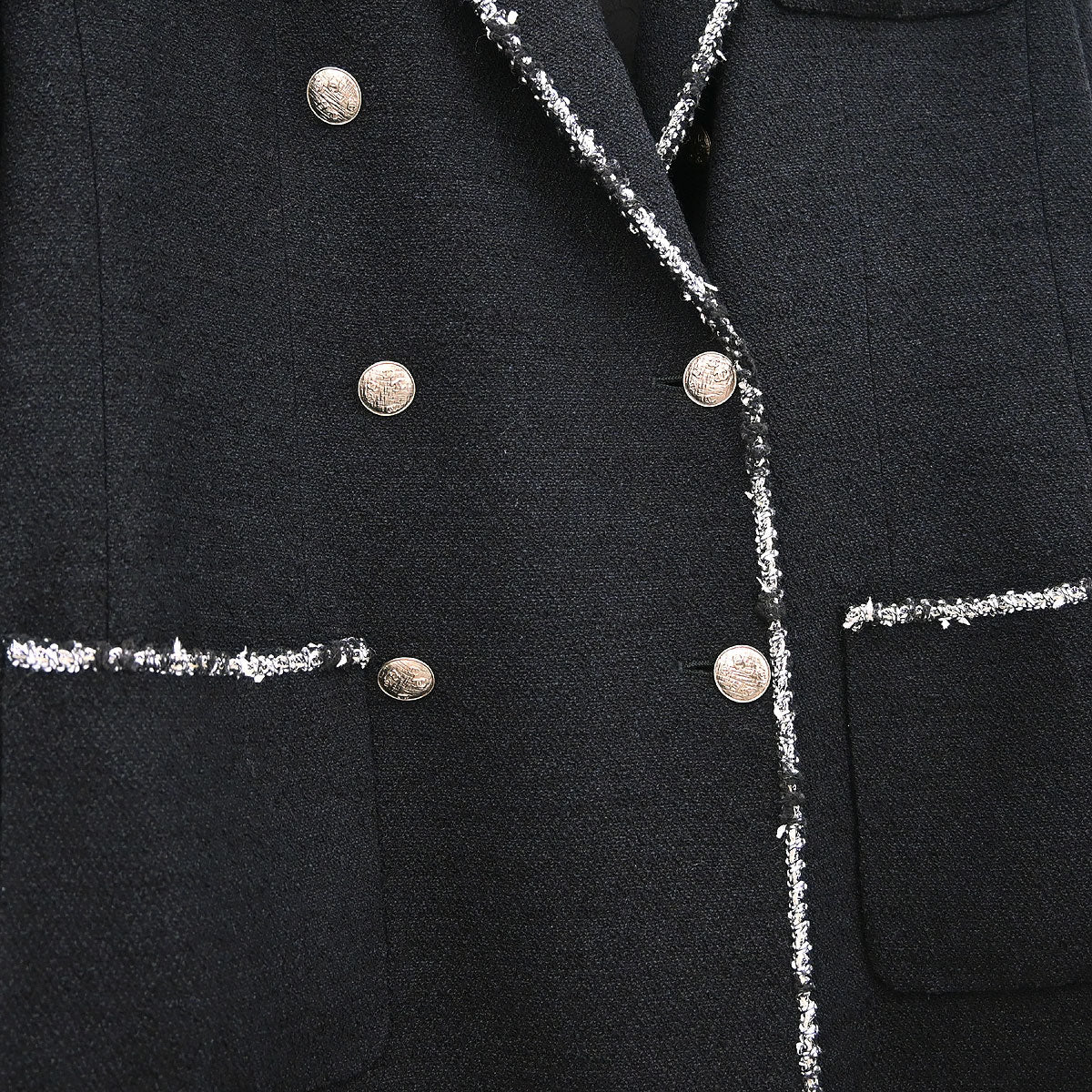 Chanel 2005 Emblem Double Breasted Long Jacket Black #48