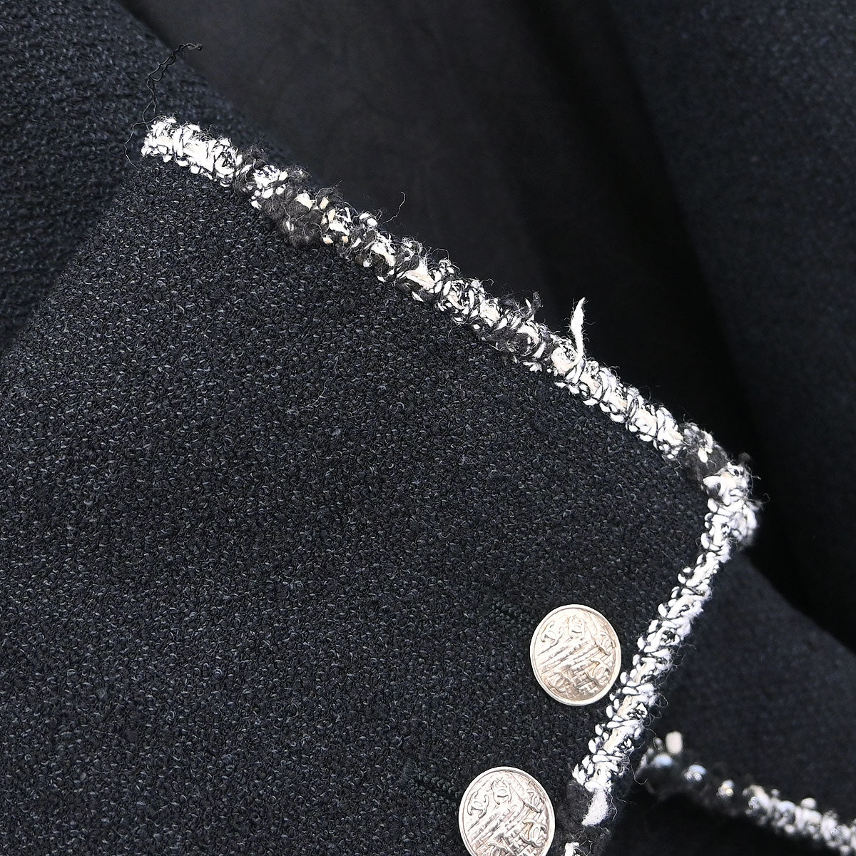 Chanel 2005 Emblem Double Breasted Long Jacket Black #48