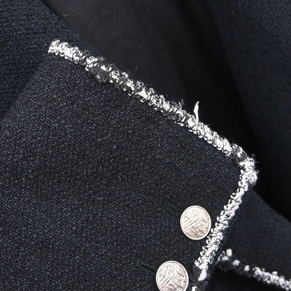 Chanel 2005 Emblem Double Breasted Long Jacket Black #48