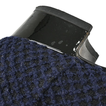 Chanel * Navy Black Tweed Charm Loafers Shoes #35 1/2