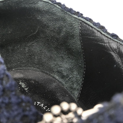 Chanel * Navy Black Tweed Charm Loafers Shoes #35 1/2