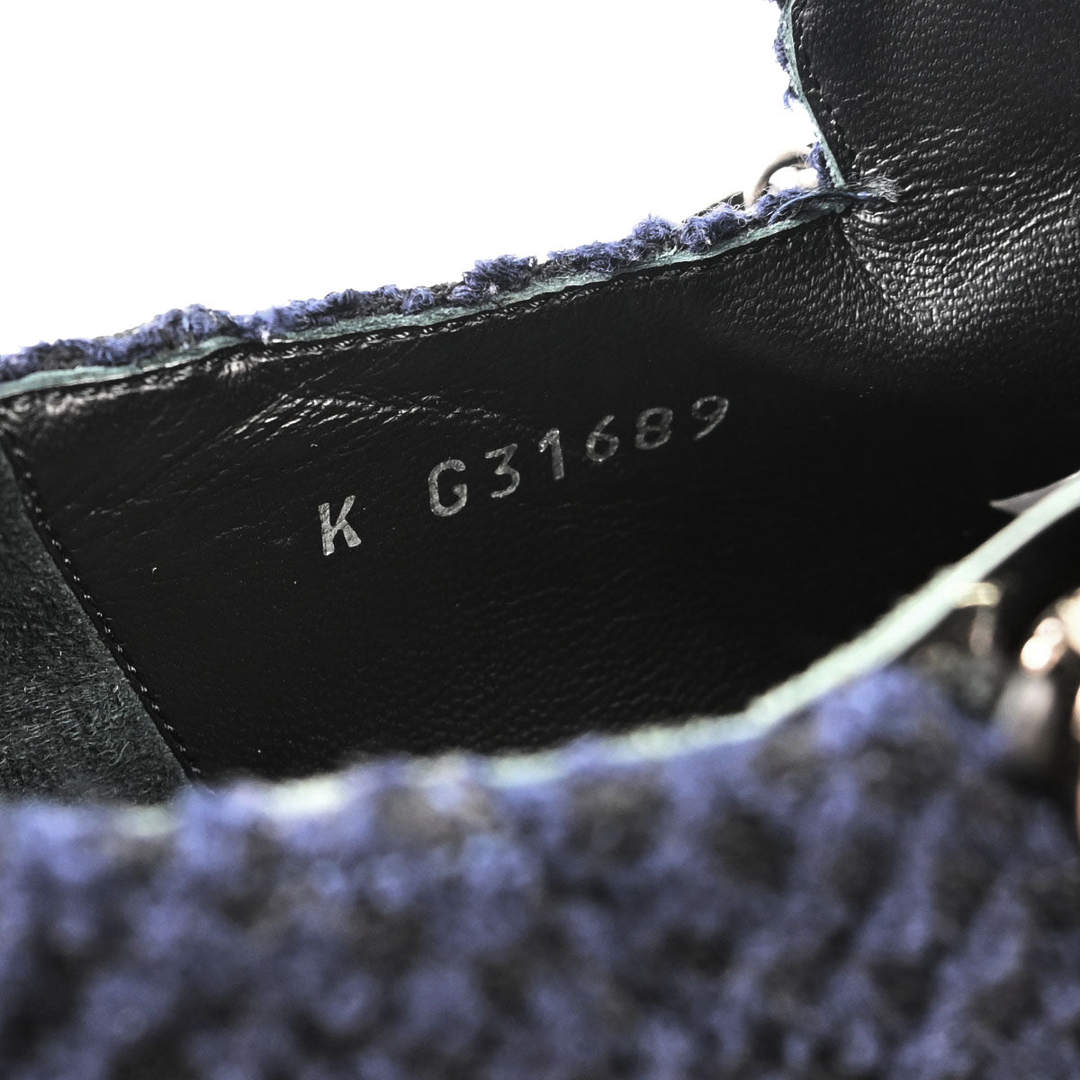 Chanel * Navy Black Tweed Charm Loafers Shoes #35 1/2