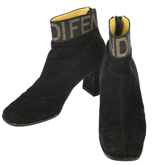 Fendi * Black Suede Short Boots Shoes #35 1/2