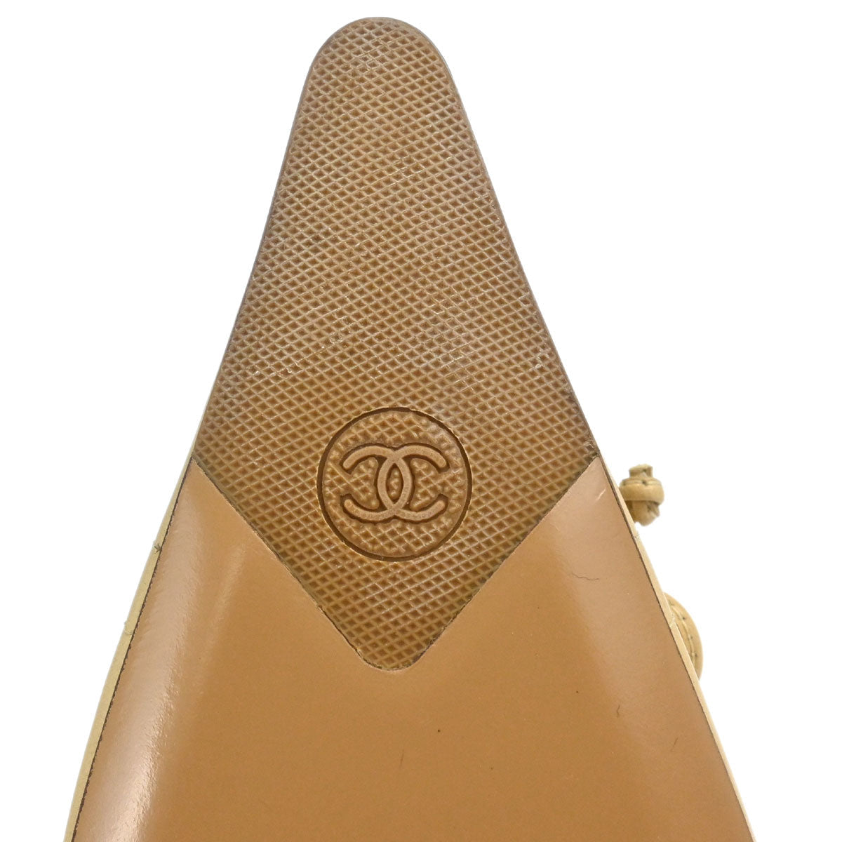 Chanel * CC Bow Beige Leather Pumps Shoes #38