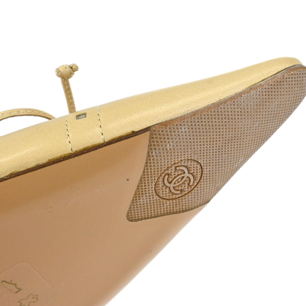 Chanel * CC Bow Beige Leather Pumps Shoes #38
