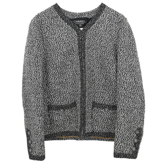 Chanel 1997 Single Breasted Collarless Jacket Black #46