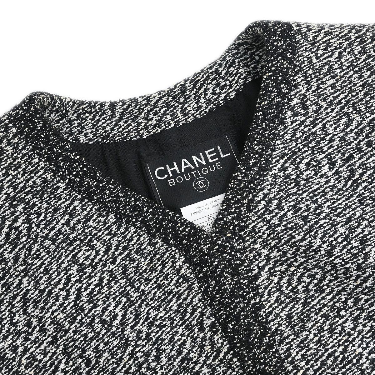 Chanel 1997 Single Breasted Collarless Jacket Black #46