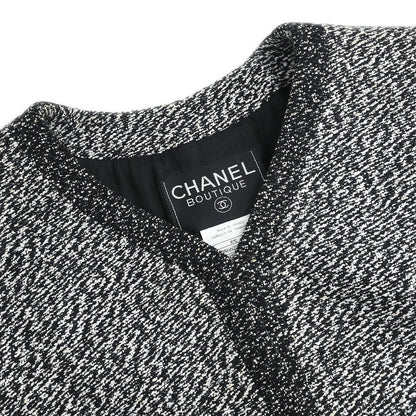 Chanel 1997 Single Breasted Collarless Jacket Black #46