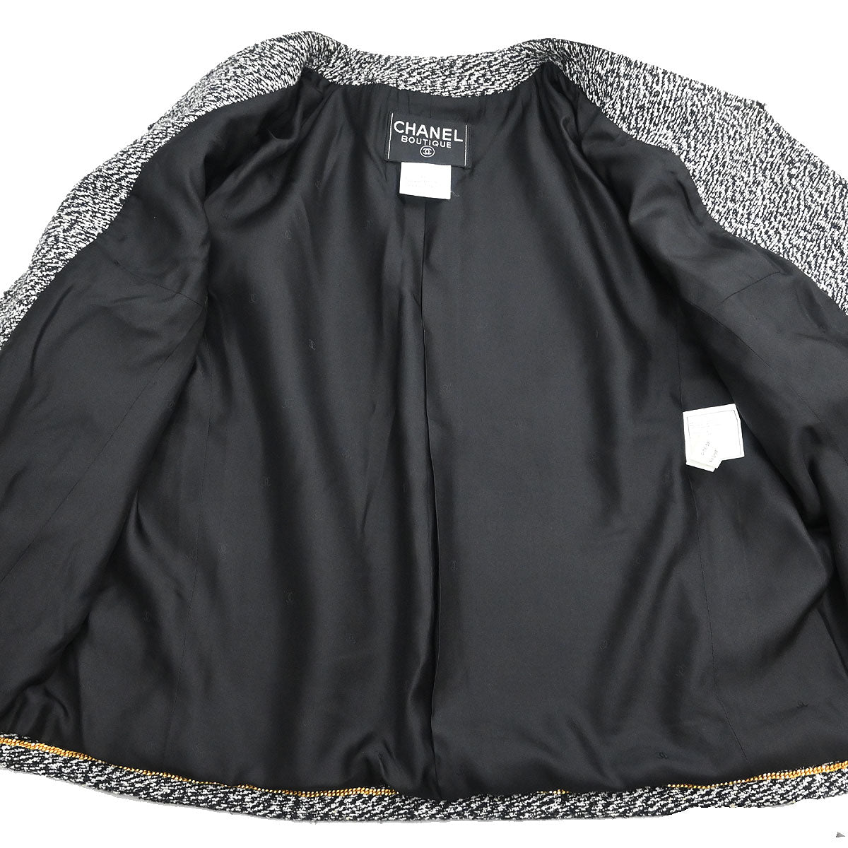 Chanel 1997 Single Breasted Collarless Jacket Black #46