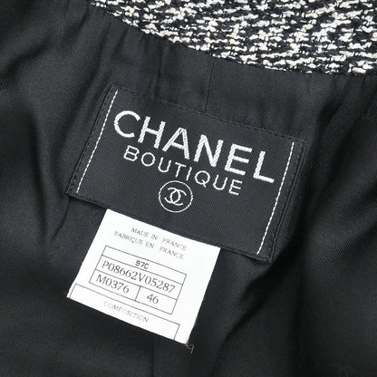 Chanel 1997 Single Breasted Collarless Jacket Black #46