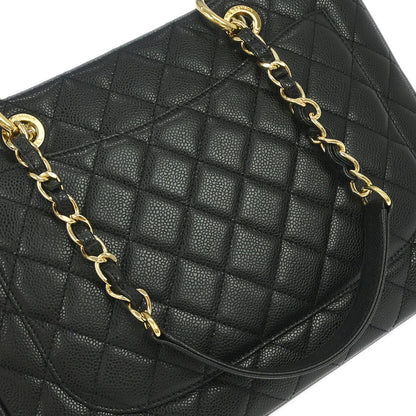 Chanel 2013-2014 Black Caviar Skin Grand Shopping Tote GST Chain Handbag