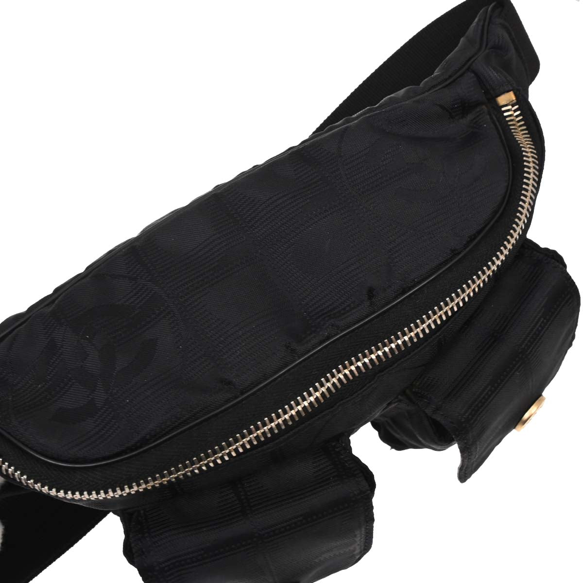 Chanel Black Jacquard Nylon Travel Line Waist Bum Bag
