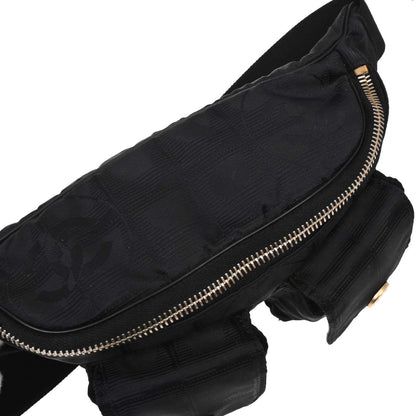 Chanel Black Jacquard Nylon Travel Line Waist Bum Bag