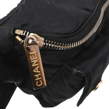 Chanel Black Jacquard Nylon Travel Line Waist Bum Bag