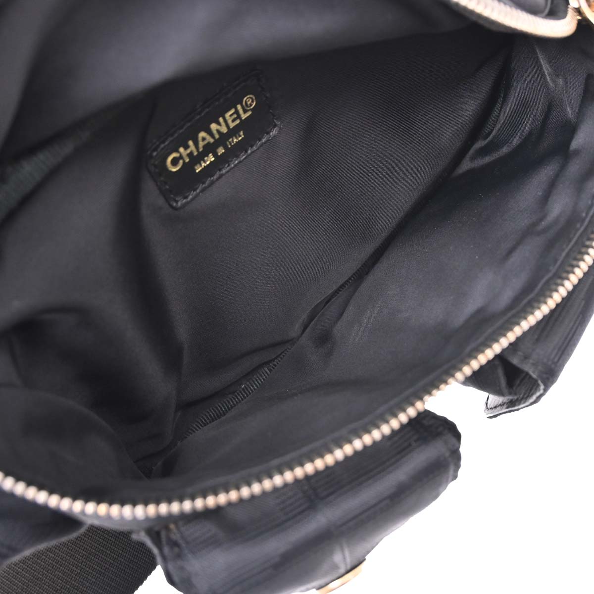 Chanel Black Jacquard Nylon Travel Line Waist Bum Bag