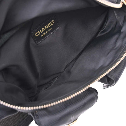 Chanel Black Jacquard Nylon Travel Line Waist Bum Bag