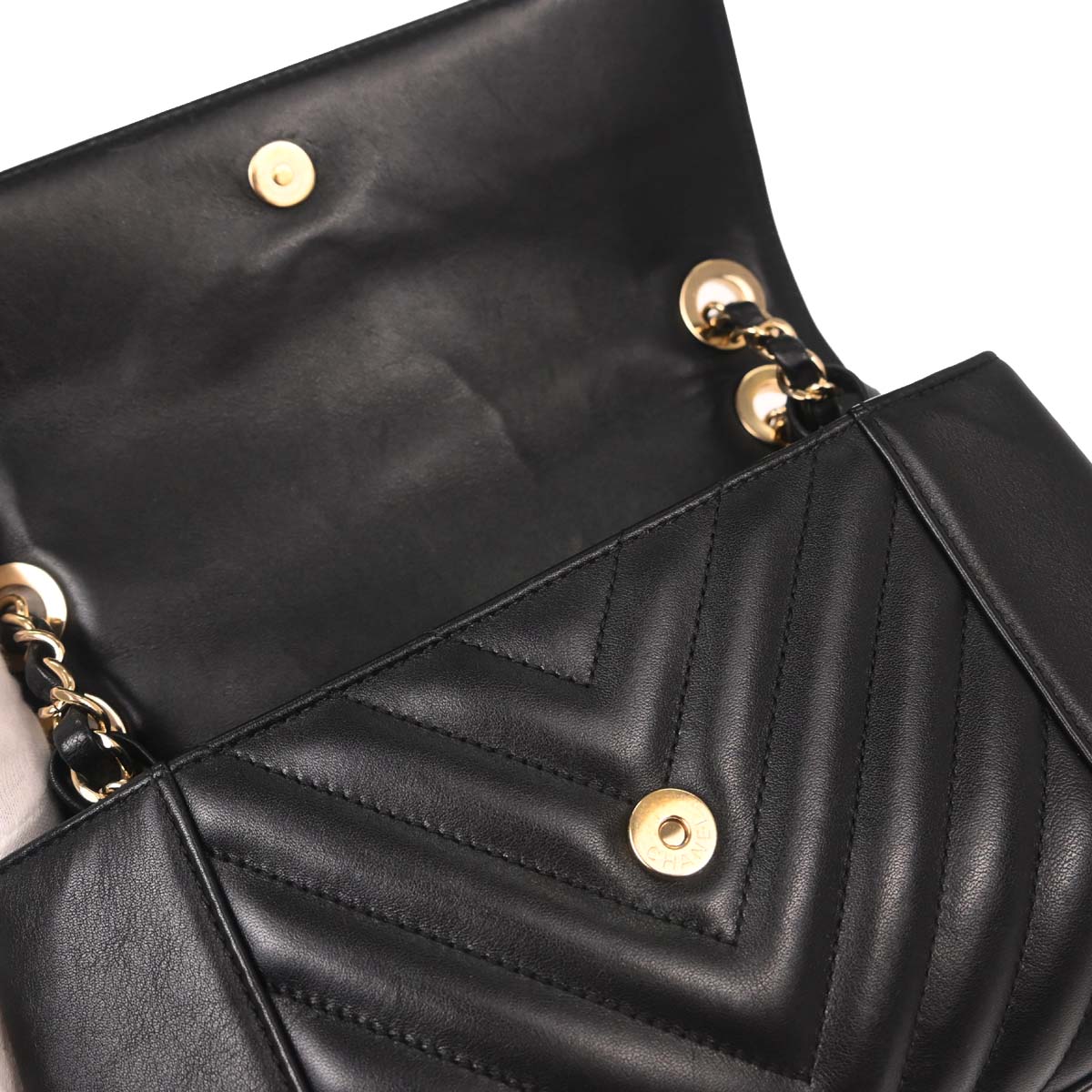 Chanel Black Lambskin Straight Flap Shoulder Bag