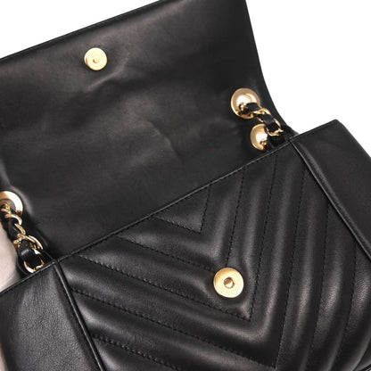 Chanel Black Lambskin Straight Flap Shoulder Bag