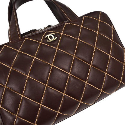 Chanel Brown Calfskin Wild Stitch Handbag