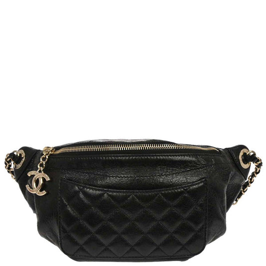 Chanel Black Calfskin Waist Bum Bag