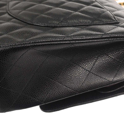 Chanel Black Caviar Skin Maxi Classic Double Flap Shoulder Bag