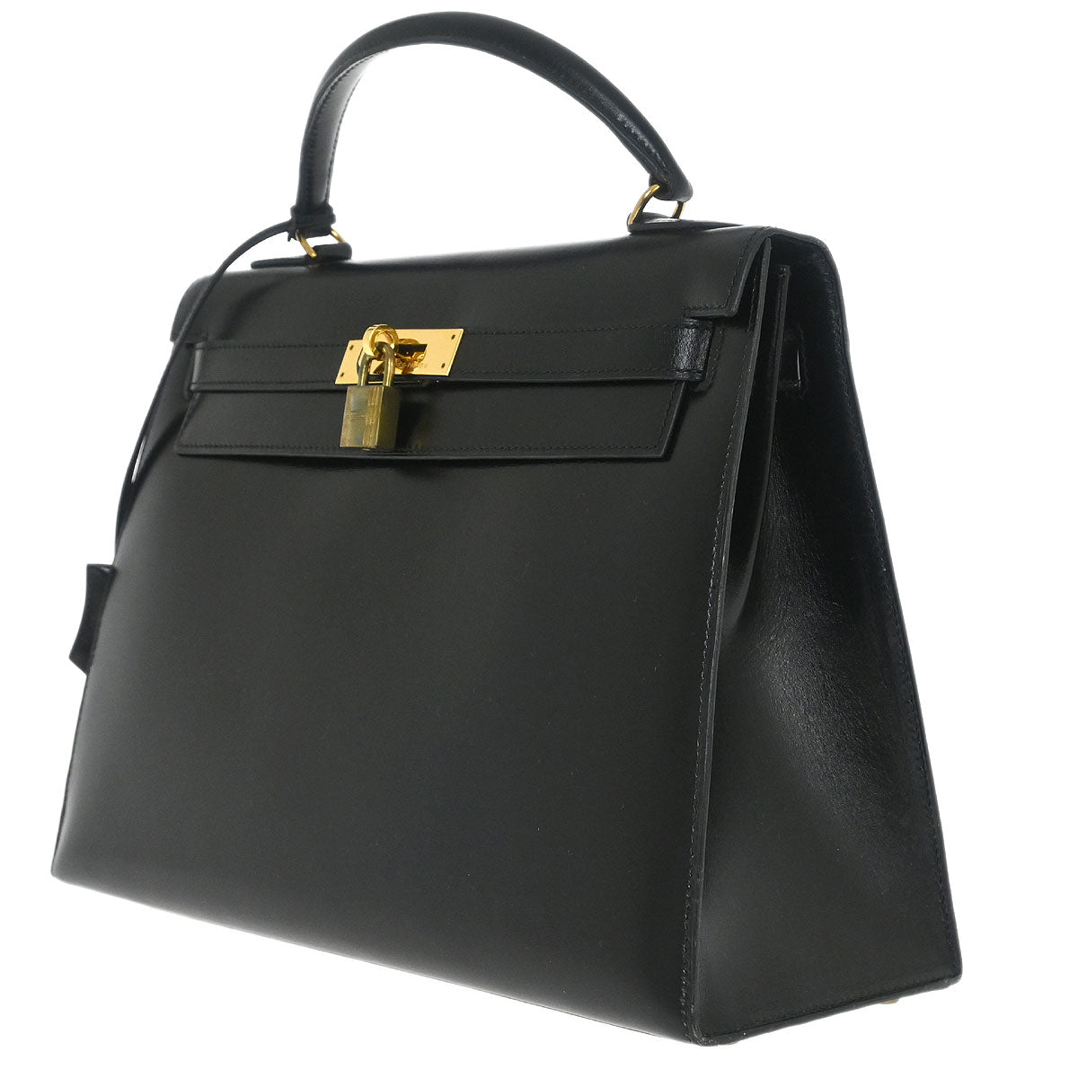 Hermes Black Box Calf Kelly 32 Sellier Handbag