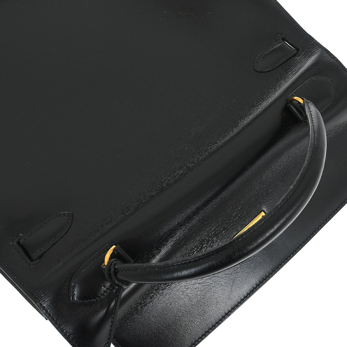 Hermes Black Box Calf Kelly 32 Sellier Handbag