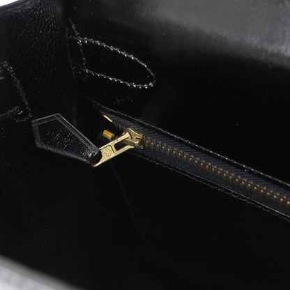 Hermes Black Box Calf Kelly 32 Sellier Handbag