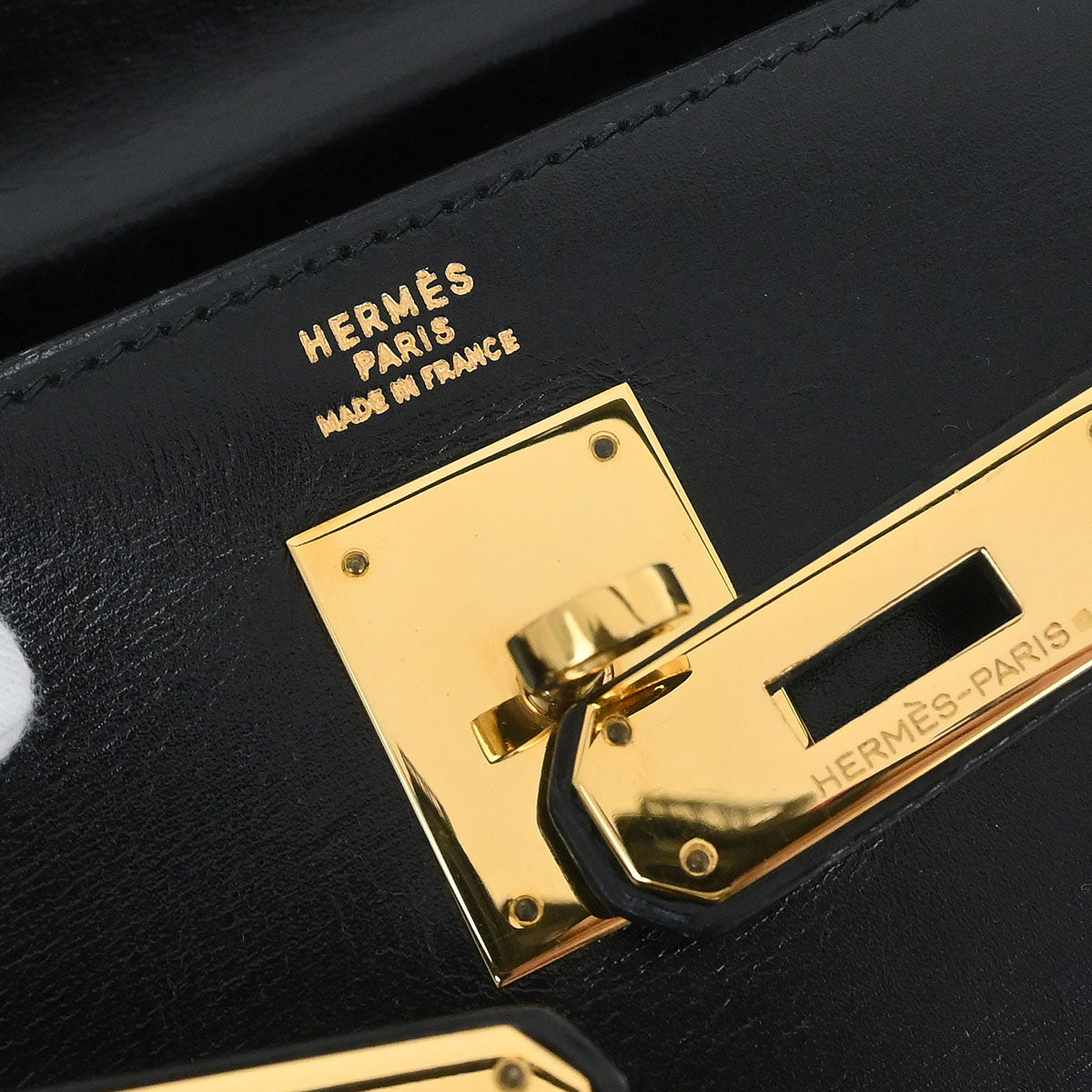 Hermes Black Box Calf Kelly 32 Sellier Handbag