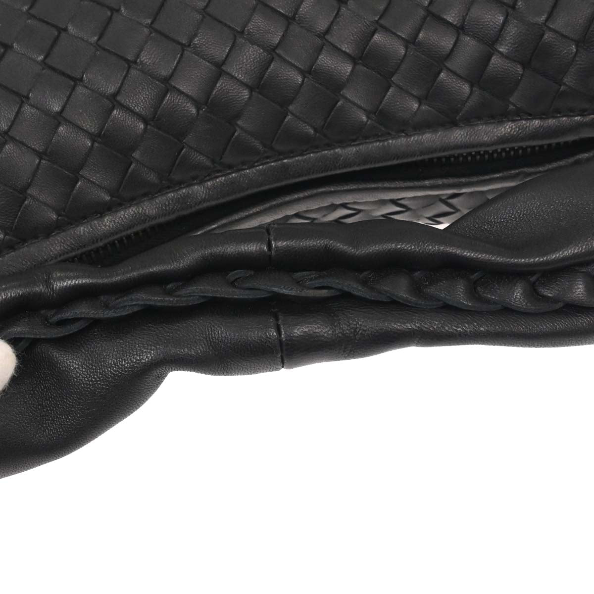 Bottega Veneta Black Lambskin Intrecciato Hobo Handbag