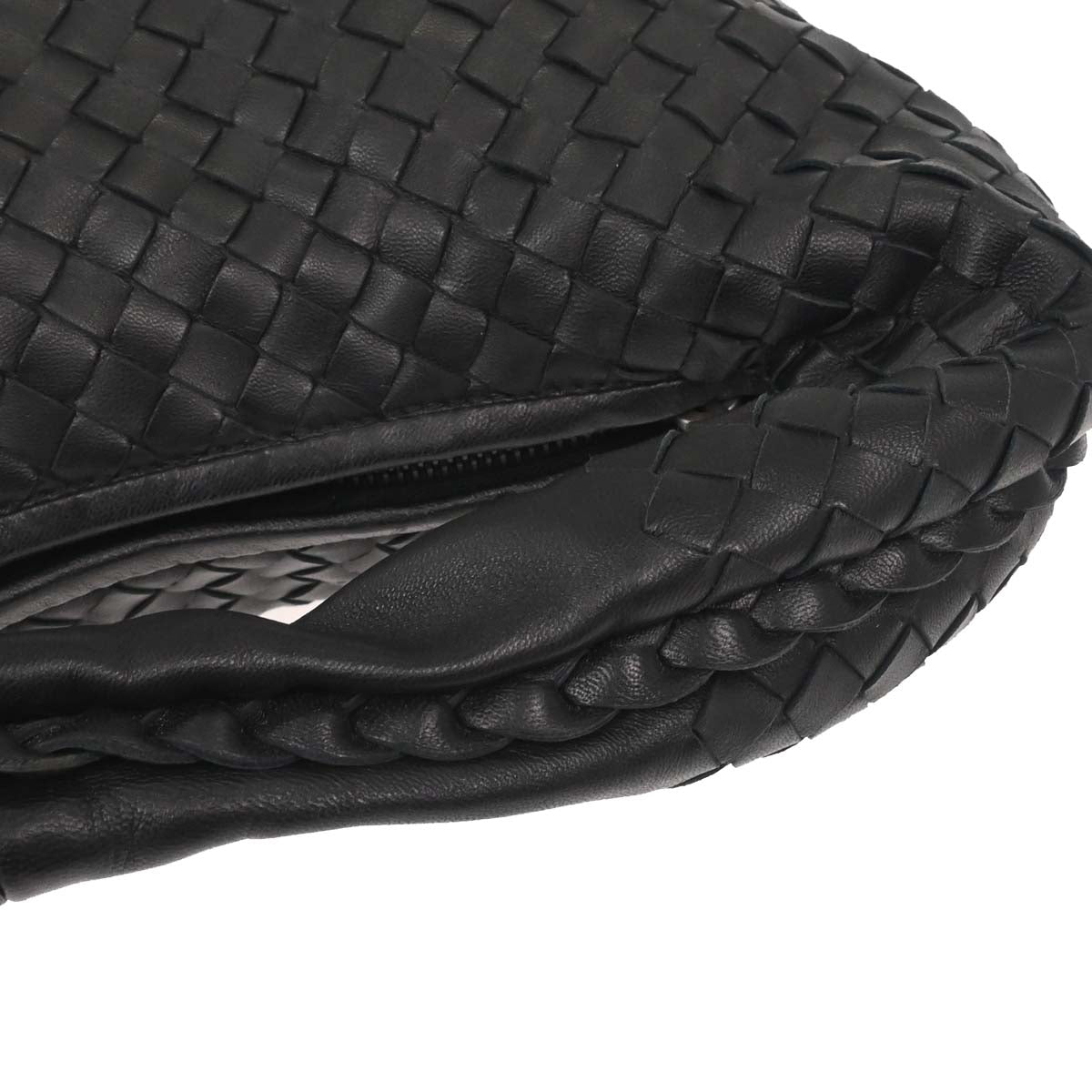 Bottega Veneta Black Lambskin Intrecciato Hobo Handbag
