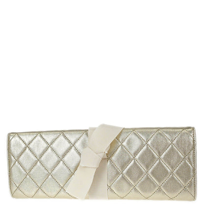Chanel 2016-2017 Metallic Gold Lambskin Mademoiselle Lock Jewelry Case Clutch Bag