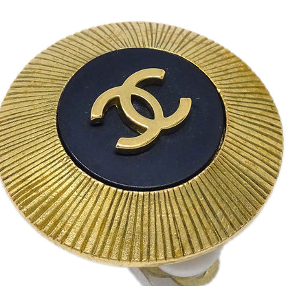 Chanel Button Clip-On Earrings Gold Black 95P