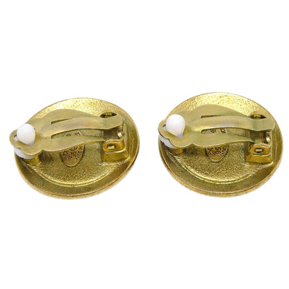 Chanel Button Clip-On Earrings Gold Black 95P