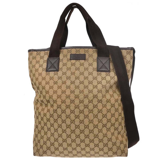 Gucci Beige Canvas GG 2way Shoulder Tote Handbag