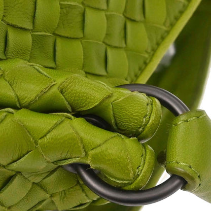 Bottega Veneta Green Lambskin Intrecciato Tote Handbag