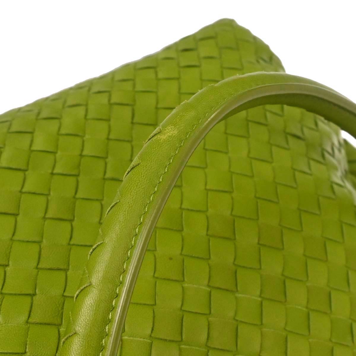 Bottega Veneta Green Lambskin Intrecciato Tote Handbag