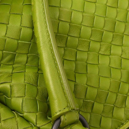Bottega Veneta Green Lambskin Intrecciato Tote Handbag