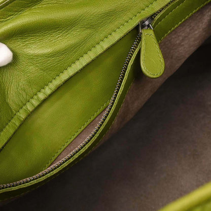 Bottega Veneta Green Lambskin Intrecciato Tote Handbag