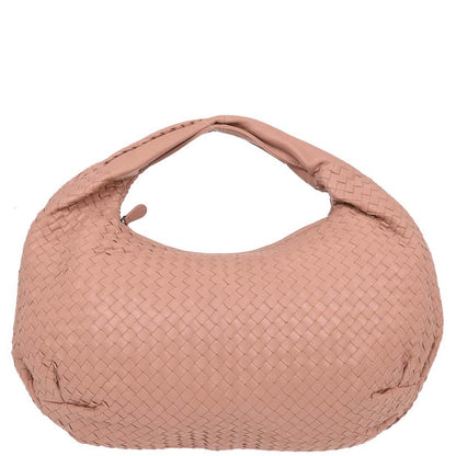 Bottega Veneta Pink Beige Lambskin Intrecciato Hobo Handbag