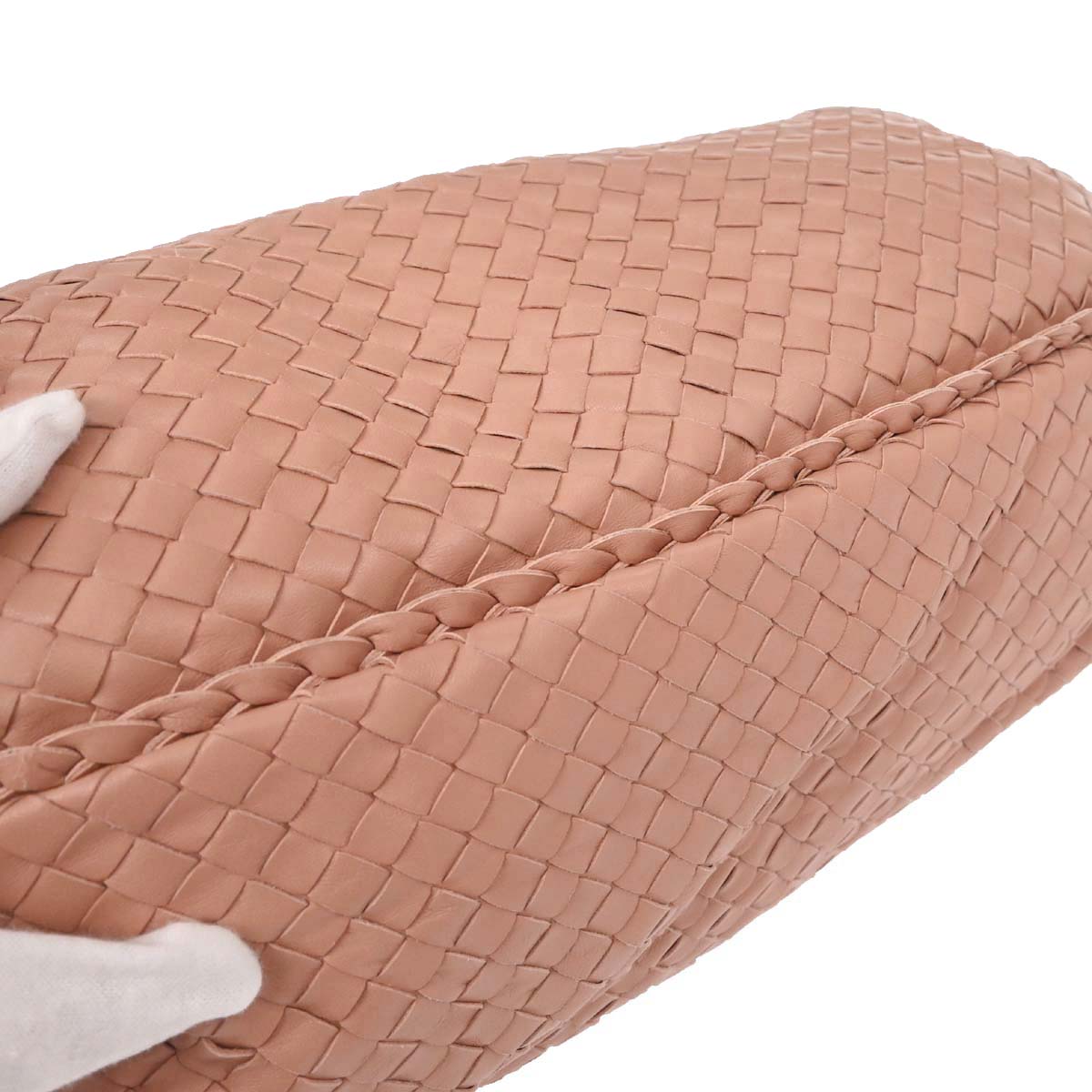 Bottega Veneta Pink Beige Lambskin Intrecciato Hobo Handbag
