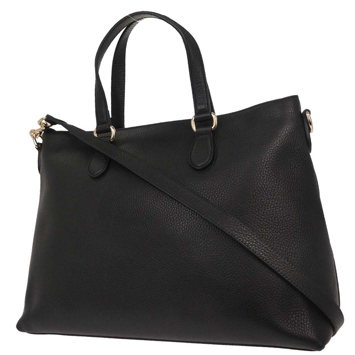 Gucci Black Leather Bamboo Tassel Tote 2way Shoulder Handbag